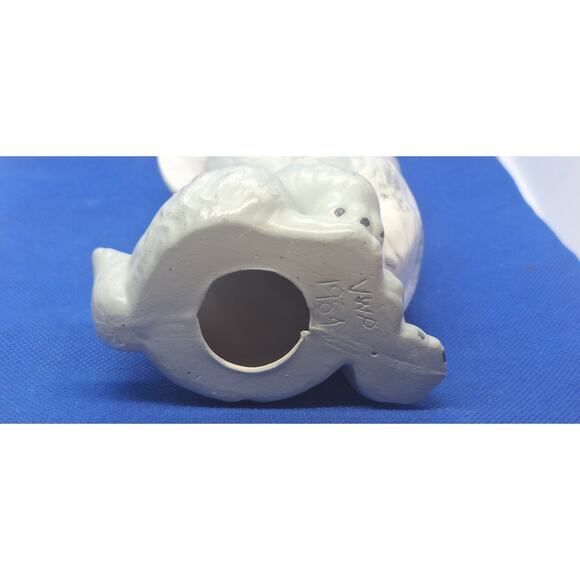 Ceramic Light Gray Cat Figurine 6”- w/ Green Eyes & Pink Nose- Excellent - Picture 5 of 6